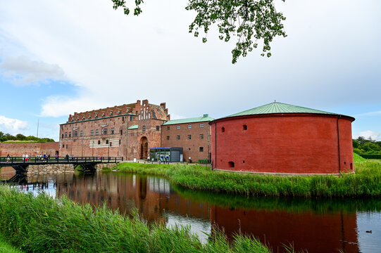 Malm&ouml;hus Castle or Malm&ouml;hus slott, famous Renaissance-style castle complex with moat in Malm&ouml;, Skane, Sweden