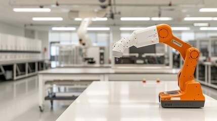 Cutting-edge robotics lab, showcasing advanced machinery and innovative electronic components, a glimpse into the future of technology