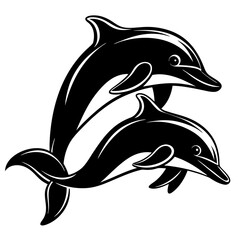 A Elegant Dolphin Pair Swimming Together Vector Design and illustration