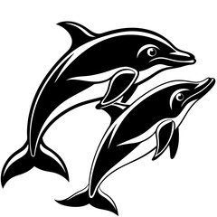 Elegant Dolphin Pair Swimming Together Vector Design and illustration