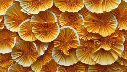 Abstract Yellow and White Paper Fans Background.