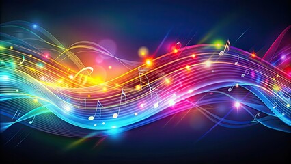 Obraz premium Vibrant abstract waves with musical notes, representing energy and music, dynamic, abstract, waves, vibrant