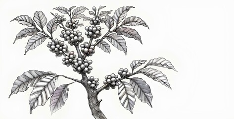 coffee tree line drawing