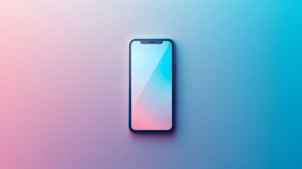 a smartphone mock up with blank screen on a simple blue background