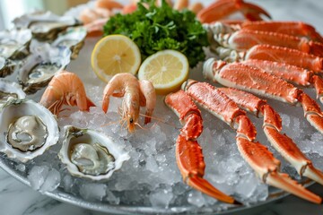 Seafood Platter with Crab Legs, Oysters, and Shrimp