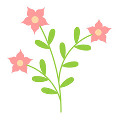 Spring Flat Flower Illustration. Isolated on White Background. with Minimalism Design. 