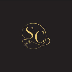 wedding monogram design circle and organic style SC luxury concept letter