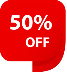 Sale 50% OFF discount sticker icon Red tag discount offer price label for graphic design, logo, website, social media, mobile app, UI illustration