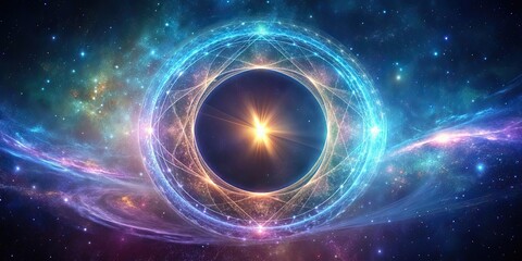 Obraz premium Torus geometry sacred sign with a galaxy background, sacred, sign, torus, geometry, galaxy, background, space
