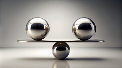 Two perfectly balanced spheres in an artistic rendering, balance, harmony, equilibrium, rendering, abstract, concept