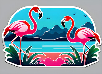 Obraz premium flamingos generative ai