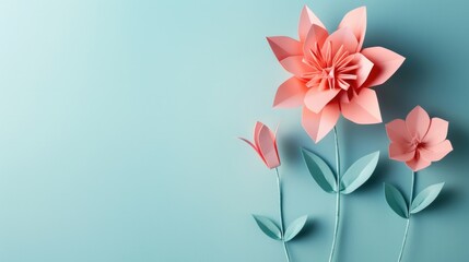 Paper Flower Greeting Card for Spring Day Decoration Concept