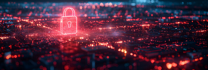 Fototapeta premium Cybersecurity focuses on protecting data with encryption access controls and network monitoring in the online world Concept Cybersecurity Data Protection Encryption Access Controls 