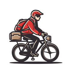 Fototapeta premium Men with cycle deliver product logotype vector