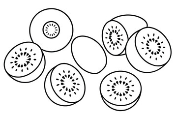 Kiwi Fruit Monochrome Illustration