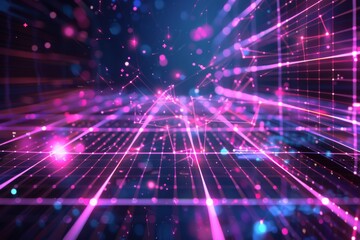 Obraz premium Abstract Digital Grid with Neon Lights