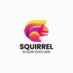 Vector Logo Illustration Squirrel Gradient Colorful Style