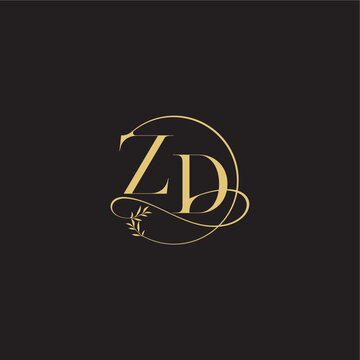 ZD letter circle and organic style luxury concept wedding monogram design