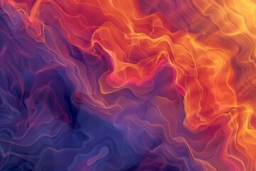 Obraz premium Abstract Wavy Lines In Shades Of Orange And Purple