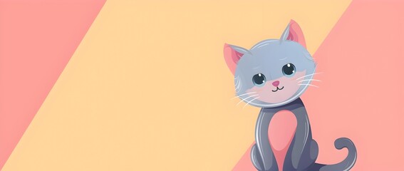 Cute Cartoonish Cat Border Design with Blank Space for Mockup Background
