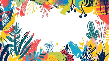 Obraz premium Doodle Border Design with Blank Space for Appreciation Message Backdrop