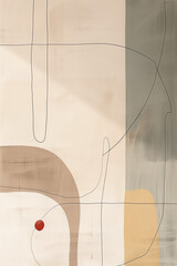 Abstract minimal beige color art poster, wabi sabi minimal modern style painting.