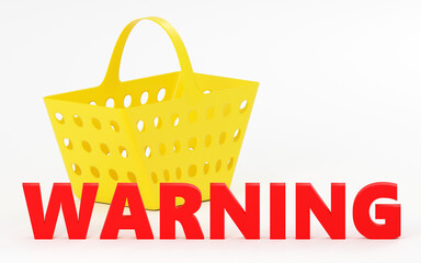 3d render red sign warning and grey background. Simple minimalism concept.