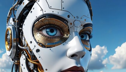 Fototapeta premium Close Up of a Futuristic Robot Face.