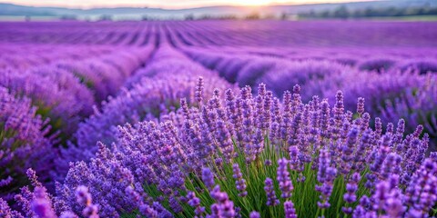 Vibrant field of lavender flowers in full bloom, lavender, field, blooming, purple, flowers, nature, fragrance, plants, flora