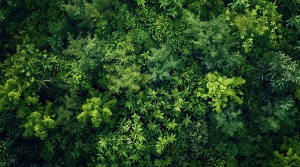 A lush green forest with many trees and plants