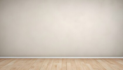 A single, light grey wall with wooden floor