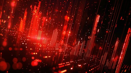 Fototapeta premium Abstract digital chart background featuring a red stock business graph, symbolizing bankruptcy, loss, and recession in finance, as well as economic crash and crisis.