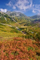 紅葉の立山連峰　ハイキング
