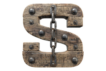 Fototapeta premium Chain S wooden sign isolated on transparent background