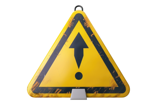 caution warning sign isolated on transparent background