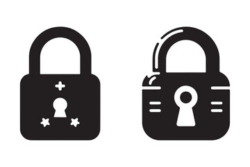 Clean Lock Silhouette Icon Vector Art on White Background