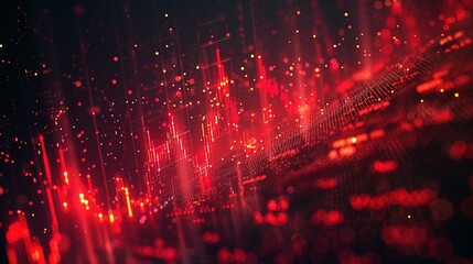 Fototapeta premium Abstract digital chart background featuring a red stock business graph, symbolizing bankruptcy, loss, and recession in finance, as well as economic crash and crisis.