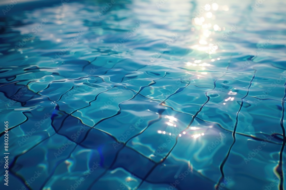Aufkleber a still moment at a pool with warm sunlight reflecting off the surface, perfect for showcasing calmn
