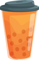Plastic cup containing refreshing bubble tea with tapioca pearls