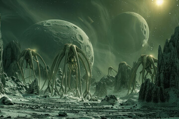 Alien creatures on a habitable moon