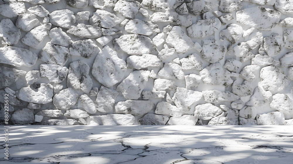 Aufkleber white stone wall with shadows of trees. 3d rendering. abstract background for product presentation a