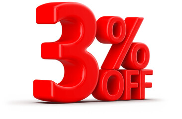 3 Percent Off Sale Red Number 3D