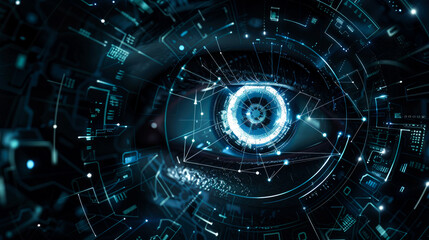 Obraz premium background digital eyes of AI or robot for cyber security
