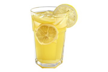 Glass of lemonade isolated on transparent background