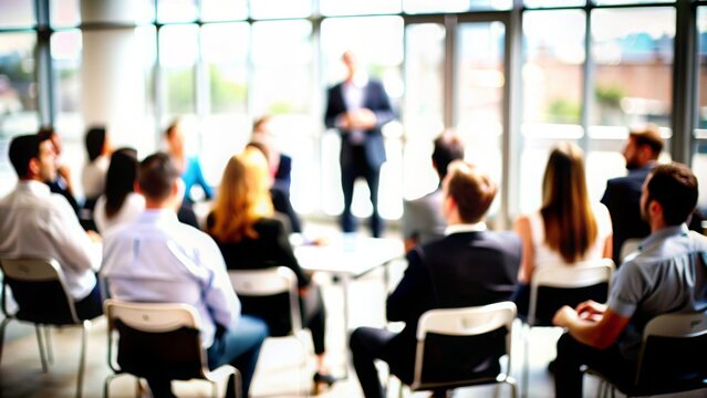 Corporate Workshop Blur: A corporate workshop environment with interactive sessions and participants, softly blurred to emphasize engagement and learning.
