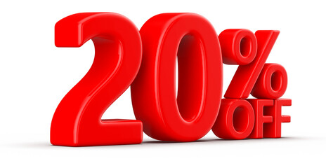 20 Percent Off Sale Red Number 3D
