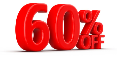 60 Percent Off Sale Red Number 3D