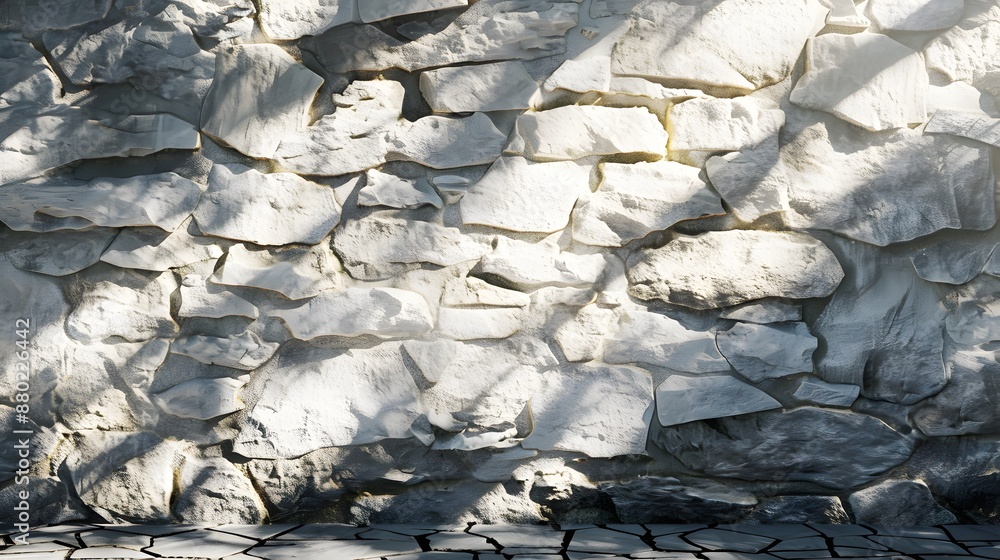 Poster white stone wall with shadows of trees. 3d rendering. abstract background for product presentation a