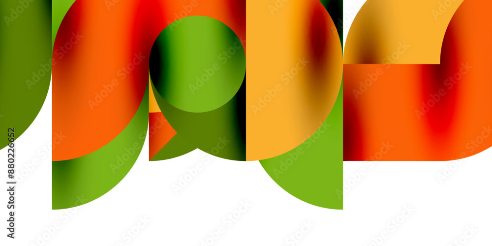 Poster tech minimal circular shapes geometric art. vector modern circles