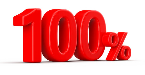 100 Percent Red Number 3D